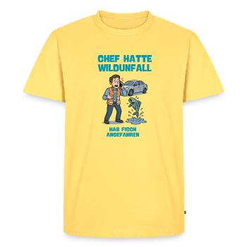 patron avait animal sauvage accident poisson illustration - T-shirt Premium bio Homme - jaune pastel - Devant - AI Model Male 185 dark (185cm)