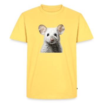 Souris mignonne - Portrait d’animal mignon - T-shirt Premium bio Homme - jaune pastel - Devant - AI Model Male 185 dark (185cm)