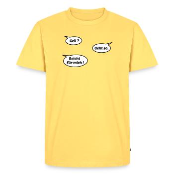 Horny is enough - Men's Premium Organic T-Shirt - sky yellow - Front - AI Model Male 185 dark (185cm)