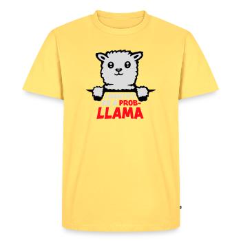Je m’identifie comme un probllama Cool Lama Problem Spruch - T-shirt Premium bio Homme - jaune pastel - Devant - AI Model Male 185 dark (185cm)