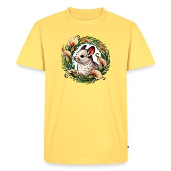 Chinchilla en cercle floral - T-shirt Premium bio Homme - jaune pastel - Devant - AI Model Male 185 dark (185cm)