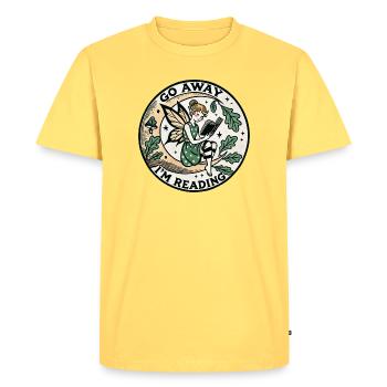 Go Away I'm Reading Fairy Circle - Men's Premium Organic T-Shirt - sky yellow - Front - AI Model Male 185 dark (185cm)