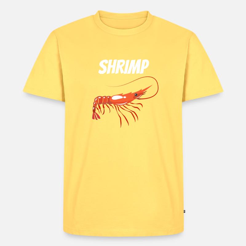 Fette Garnelenillustration mit SHRIMP Text Garnelen - Männer Premium Bio T-Shirt - Pastellgelb