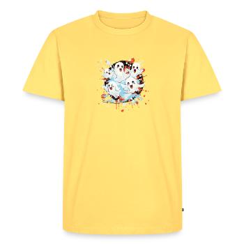 Ghost friends in a splash of paint - Men's Premium Organic T-Shirt - sky yellow - Front - AI Model Male 185 dark (185cm)