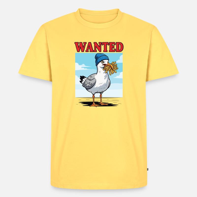 Gesuchte Pommes-möwe - Männer Premium Bio T-Shirt - Pastellgelb