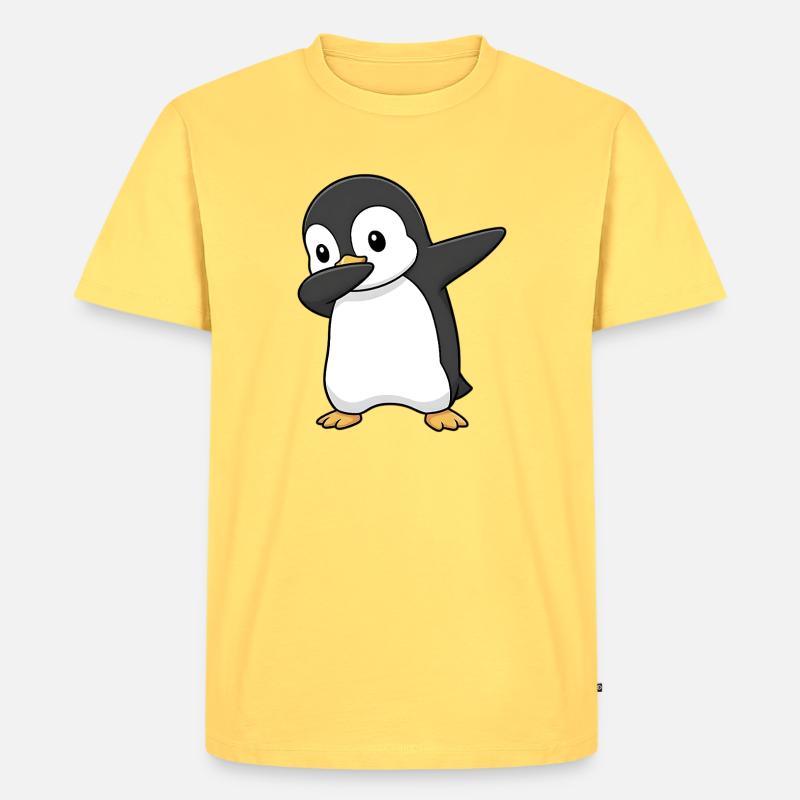 Dabbing Pinguin - Männer Premium Bio T-Shirt - Pastellgelb