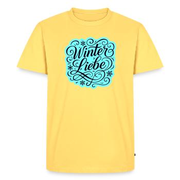 Amour d’hiver Coeur hivernal - T-shirt Premium bio Homme - jaune pastel - Devant - AI Model Male 185 dark (185cm)