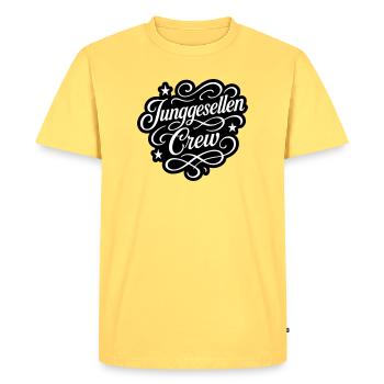 Bachelor Crew - Men's Premium Organic T-Shirt - sky yellow - Front - AI Model Male 185 dark (185cm)