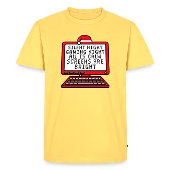 Nuit silencieuse Nuit de jeu Tous les écrans calmes Lumineux - T-shirt Premium bio Homme - jaune pastel - Devant - AI Model Male 185 dark (185cm)