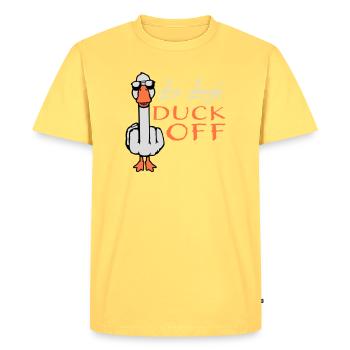 Goose Live Laugh Duck Off Sunglasses Middle Finger - Men's Premium Organic T-Shirt - sky yellow - Front - AI Model Male 185 dark (185cm)