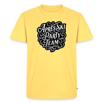 Après Ski Party Team - Men's Premium Organic T-Shirt - sky yellow - Front - AI Model Male 185 dark (185cm)