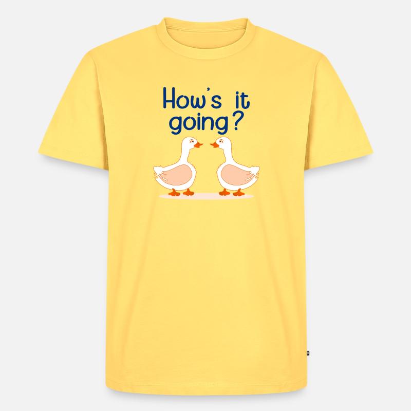 GÄNSE-GANS-FREUNDSCHAFT - Männer Premium Bio T-Shirt - Pastellgelb