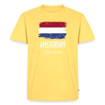 Amsterdam - T-shirt Premium bio Homme - jaune pastel - Devant - AI Model Male 185 dark (185cm)