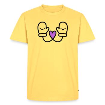 Cute Gloves with Heart | Winter Love - Men's Premium Organic T-Shirt - sky yellow - Front - AI Model Male 185 dark (185cm)