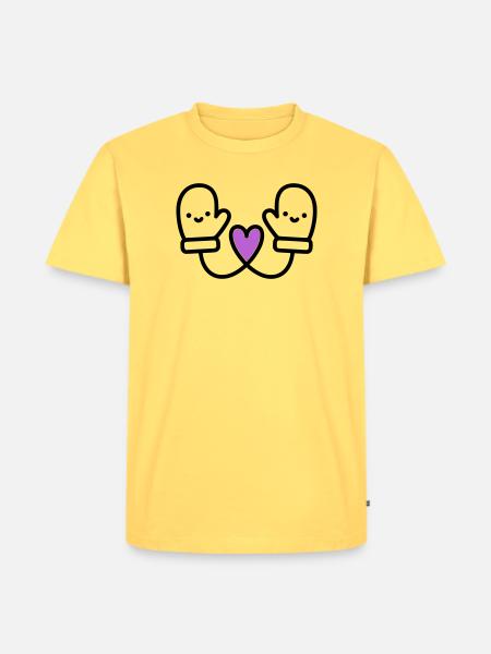 Cute Gloves with Heart | Winter Love - Men's Premium Organic T-Shirt - sky yellow