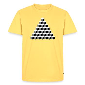 Pyramide cubique isométrique - T-shirt Premium bio Homme - jaune pastel - Devant - AI Model Male 185 dark (185cm)