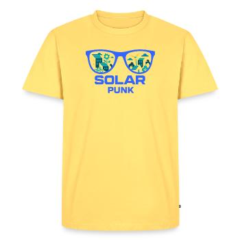 Solarpunk Vision - T-shirt Premium bio Homme - jaune pastel - Devant - AI Model Male 185 dark (185cm)
