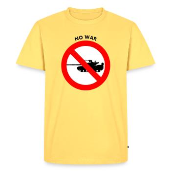No war - Men's Premium Organic T-Shirt - sky yellow - Front - AI Model Male 185 dark (185cm)