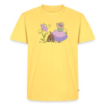 Maedchen_mit_Hund - T-shirt Premium bio Homme - jaune pastel - Devant - AI Model Male 185 dark (185cm)