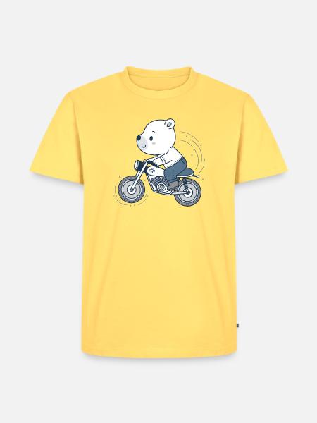 Biker Adventure Bear - Men's Premium Organic T-Shirt - sky yellow