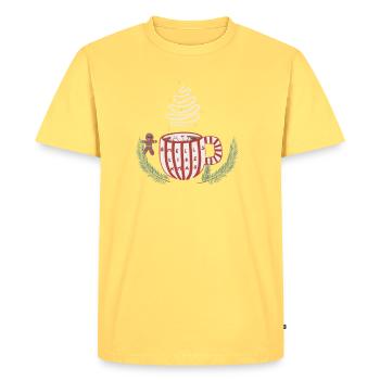 Ça sent comme une tasse de Noël - T-shirt Premium bio Homme - jaune pastel - Devant - AI Model Male 185 dark (185cm)