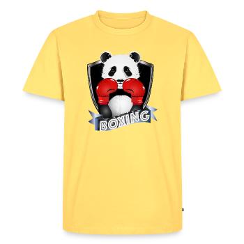 Boxe Panda – Motif animalier amusant - T-shirt Premium bio Homme - jaune pastel - Devant - AI Model Male 185 dark (185cm)