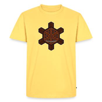 Fractal Evolution Mandala Goa Psy Rave Festival - T-shirt Premium bio Homme - jaune pastel - Devant - AI Model Male 185 dark (185cm)