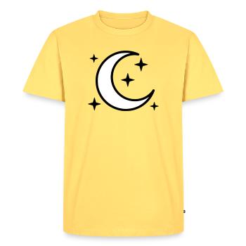 Croissant de lune et étoiles | Nuit magique - T-shirt Premium bio Homme - jaune pastel - Devant - AI Model Male 185 dark (185cm)