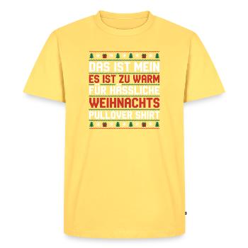 Too warm for ugly Christmas sweaters - Men's Premium Organic T-Shirt - sky yellow - Front - AI Model Male 185 dark (185cm)