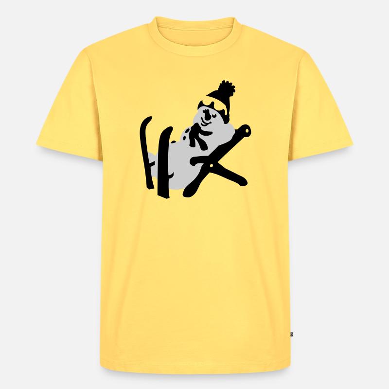 Schneemann - Männer Premium Bio T-Shirt - Pastellgelb