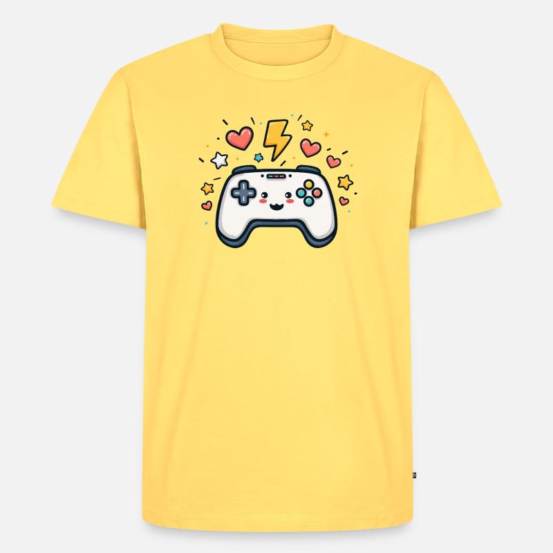 Kawaii Spielcontroller Funkelnd - Männer Premium Bio T-Shirt - Pastellgelb