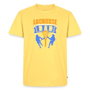Lacrosse Papa Joueur Fierté Milieu de terrain Fan de sport - T-shirt Premium bio Homme - jaune pastel - Devant - AI Model Male 185 dark (185cm)