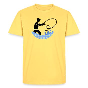 Fishing & Fishing | Petri Heil Hobby Logo - Men's Premium Organic T-Shirt - sky yellow - Front - AI Model Male 185 dark (185cm)