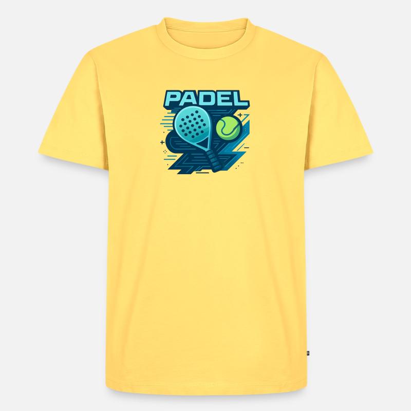 Padel Logo Schläger Ball Dynamik - Männer Premium Bio T-Shirt - Pastellgelb
