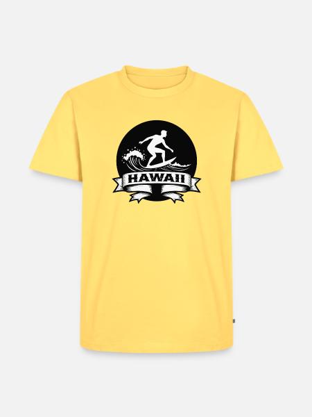 Surfer Hawaii Wave Banner - Men's Premium Organic T-Shirt - sky yellow
