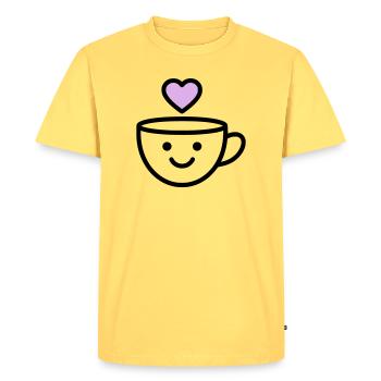 Tasse de bonjour avec un cœur pour vous - T-shirt Premium bio Homme - jaune pastel - Devant - AI Model Male 185 dark (185cm)