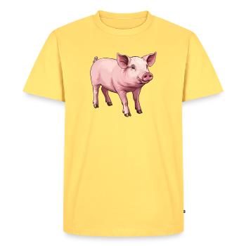 Pig Pig - Men's Premium Organic T-Shirt - sky yellow - Front - AI Model Male 185 dark (185cm)