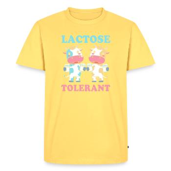 Flatulence au lactose au lait - T-shirt Premium bio Homme - jaune pastel - Devant - AI Model Male 185 dark (185cm)