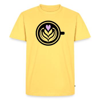 Coffee Love : Latte Art Heart Vector - T-shirt Premium bio Homme - jaune pastel - Devant - AI Model Male 185 dark (185cm)
