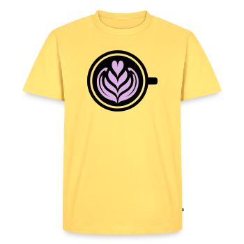 Coffee Love : Latte Art Heart Vector - T-shirt Premium bio Homme - jaune pastel - Devant - AI Model Male 185 dark (185cm)