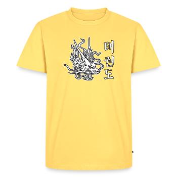 Taekwondo Dragon – design d’arts martiaux asiatiques - T-shirt Premium bio Homme - jaune pastel - Devant - AI Model Male 185 dark (185cm)