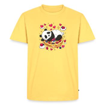 Panda on Waffle Dreams - Men's Premium Organic T-Shirt - sky yellow - Front - AI Model Male 185 dark (185cm)