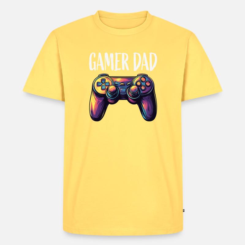 Gamer Dad Controller Neon - Männer Premium Bio T-Shirt - Pastellgelb