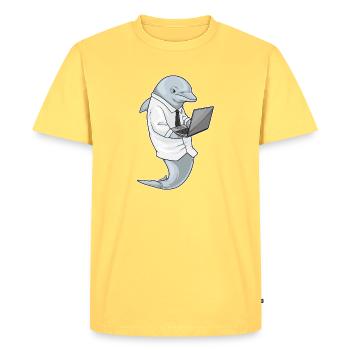 Dolphin Laptop - Men's Premium Organic T-Shirt - sky yellow - Front - AI Model Male 185 dark (185cm)
