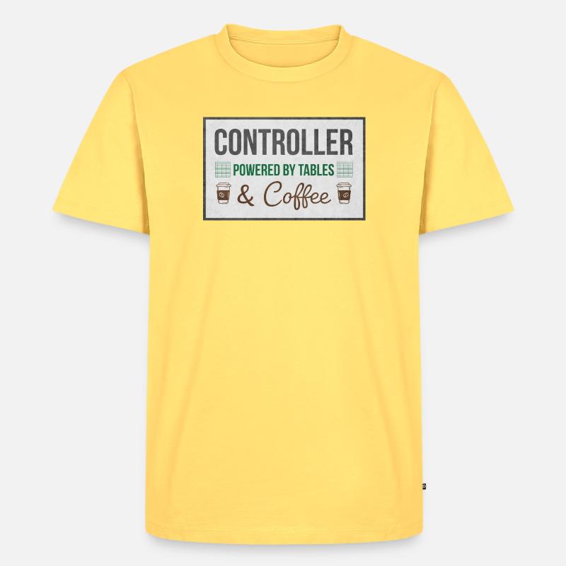 Controller Powered by Tables & Coffee - Männer Premium Bio T-Shirt - Pastellgelb
