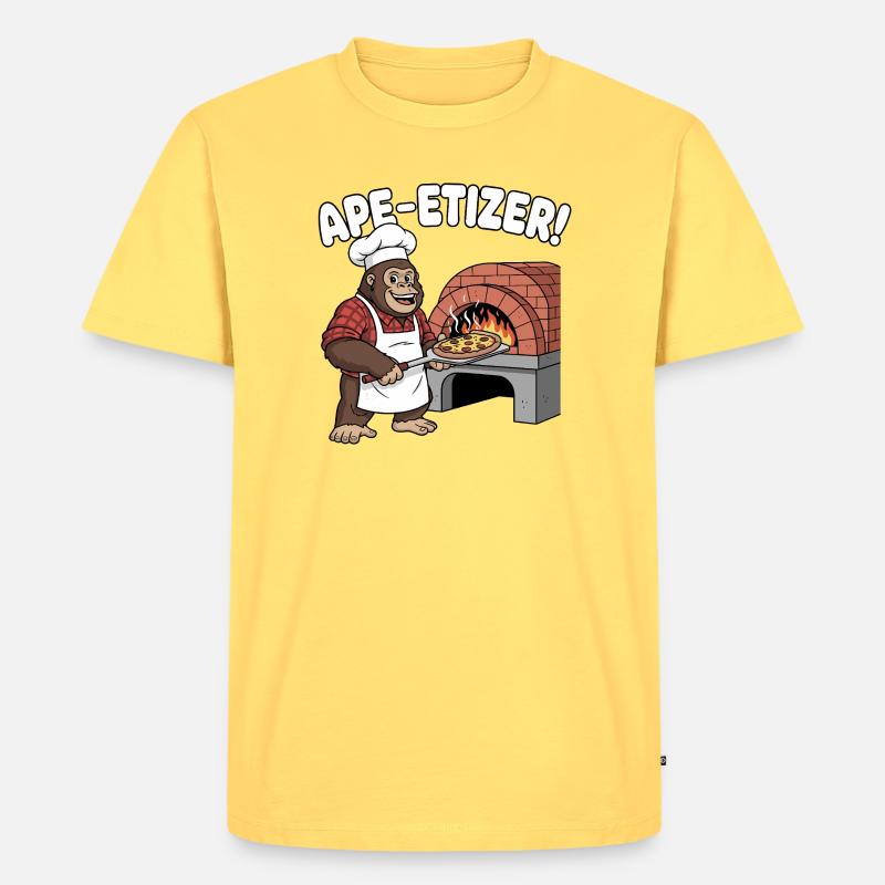 Ape-Etizer Pizza Chef - Männer Premium Bio T-Shirt - Pastellgelb