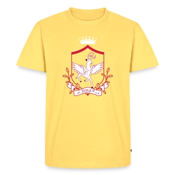Winged deer – noble heraldic animal forest - Men's Premium Organic T-Shirt - sky yellow - Front - AI Model Male 185 dark (185cm)