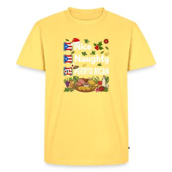 Nice Naughty Puerto Rican Feast - Men's Premium Organic T-Shirt - sky yellow - Front - AI Model Male 185 dark (185cm)