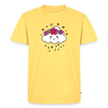 Cloud with flower crown - Men's Premium Organic T-Shirt - sky yellow - Front - AI Model Male 185 dark (185cm)