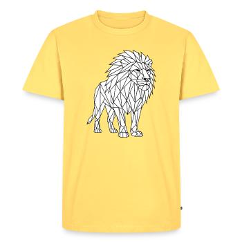 Geometric Lion Polygon Style - Men's Premium Organic T-Shirt - sky yellow - Front - AI Model Male 185 dark (185cm)